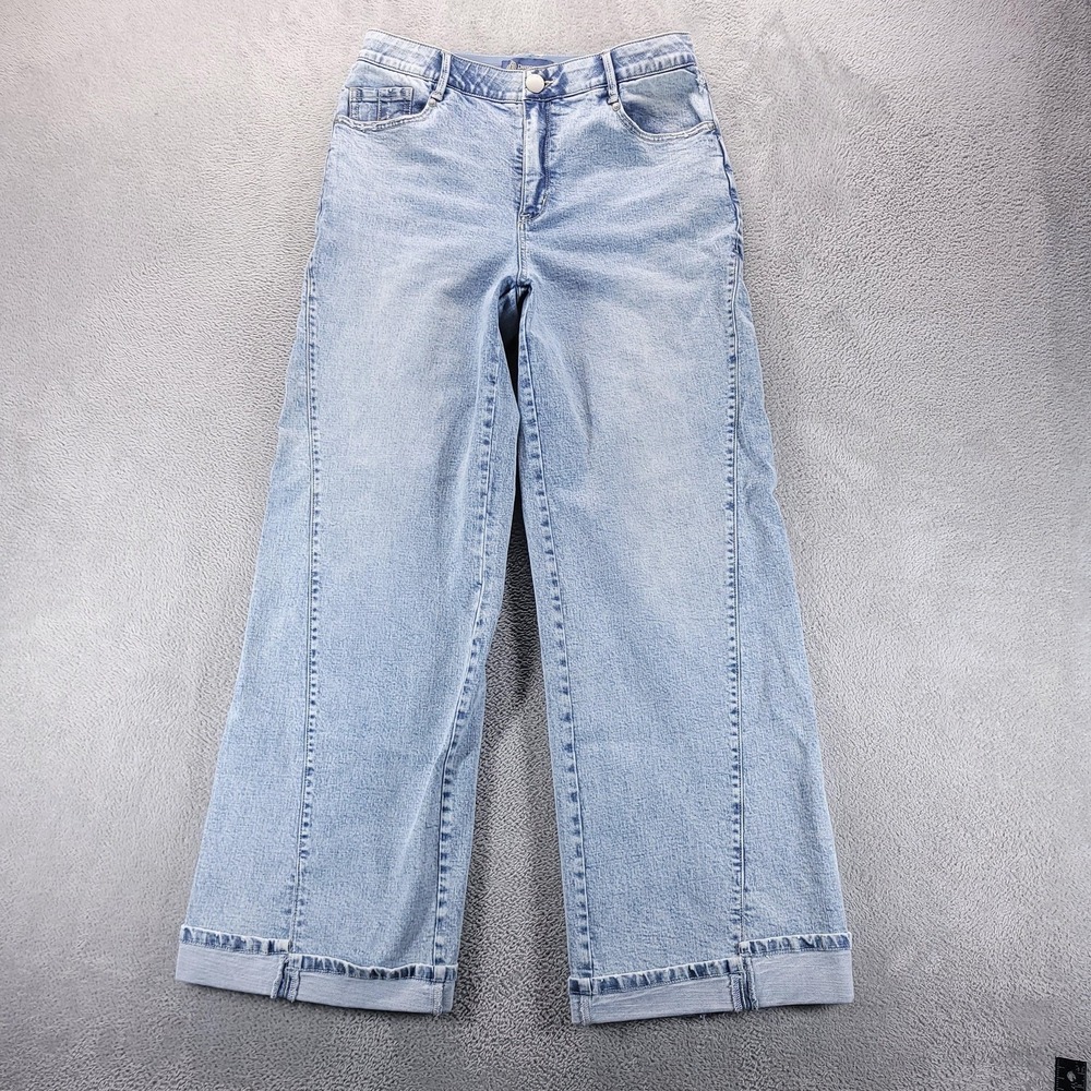 Democracy Jeans Womens 12 Blue Skyrise Wide Leg Cuffed Ab Solution